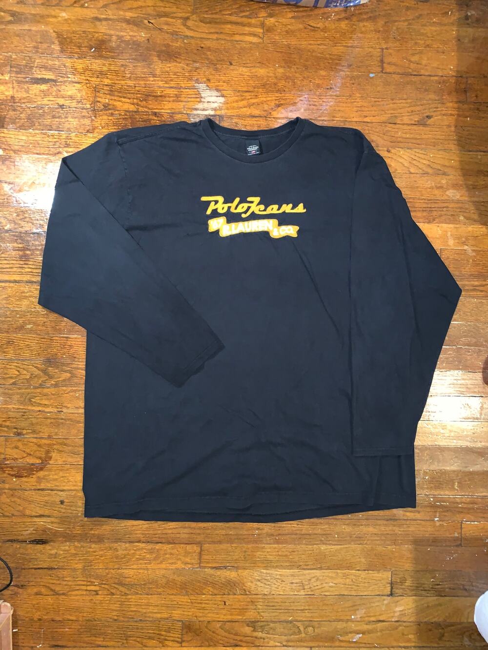 Vintage Polo Jeans Ralph Lauren Long Sleeve T Shirt 3XLT Black Embroidered Logo